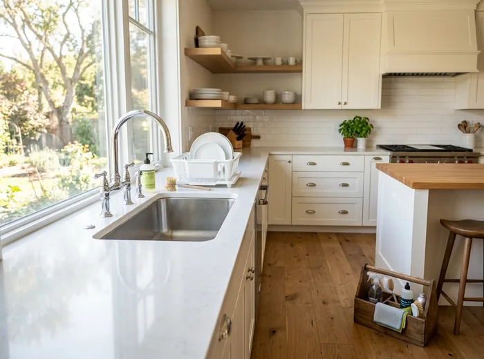 Farmhouse kitchen gleaming after a professional clean