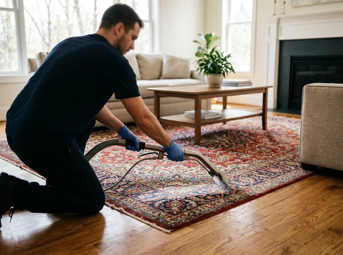 Area rug extraction on a traditional persian rug